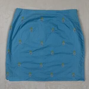 Cotton Connection Pineapple Embroidered Light Blue Mini Skirt Size 6 Summer